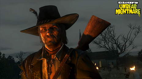 Marston w stroju Legend of the Apocalypse, jednym z kilku nowych dostępnych w Undead Nightmare.